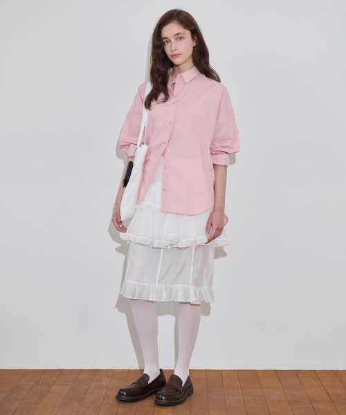 SINOON（シヌーン）の「Basic Over Fit Shirt (Pink)（シャツ/ブラウス・レディース・ピンク・FREE）」の3枚目の写真