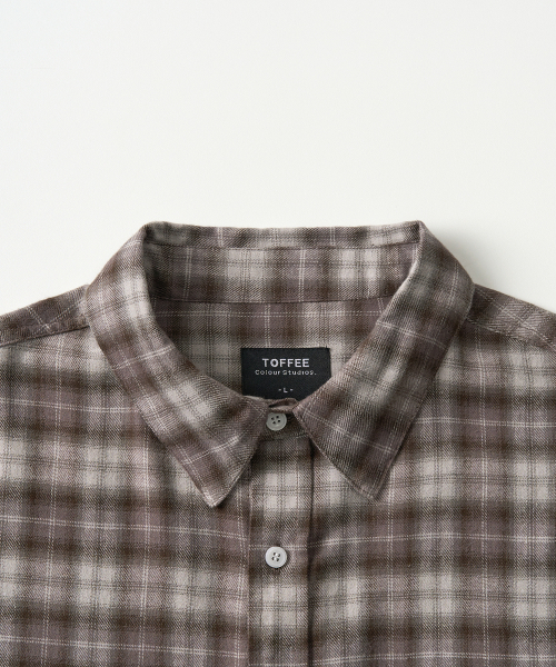 TOFFEE(トフィー)の「オンブレチェックシャツ (ブラウンパープル)(シャツ/ブラウス・メンズ・その他・MEDIUM/LARGE/X-LARGE)」の5枚目の写真