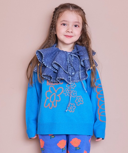 MARKEY'S（マーキーズ）の「クルーネックプリントセーター（ニット/セーター・キッズ・オフホワイト/ブルー/ピンク・S/M/L/LL）」の2枚目の写真