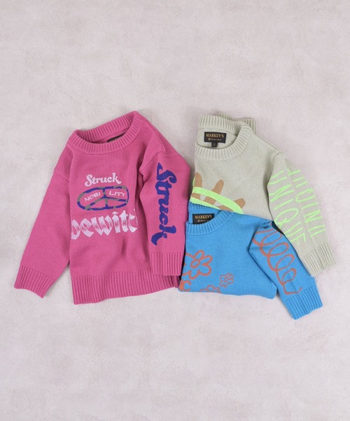 MARKEY'S（マーキーズ）の「クルーネックプリントセーター（ニット/セーター・キッズ・オフホワイト/ブルー/ピンク・S/M/L/LL）」の4枚目の写真