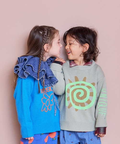 MARKEY'S（マーキーズ）の「クルーネックプリントセーター（ニット/セーター・キッズ・オフホワイト/ブルー/ピンク・S/M/L/LL）」の14枚目の写真