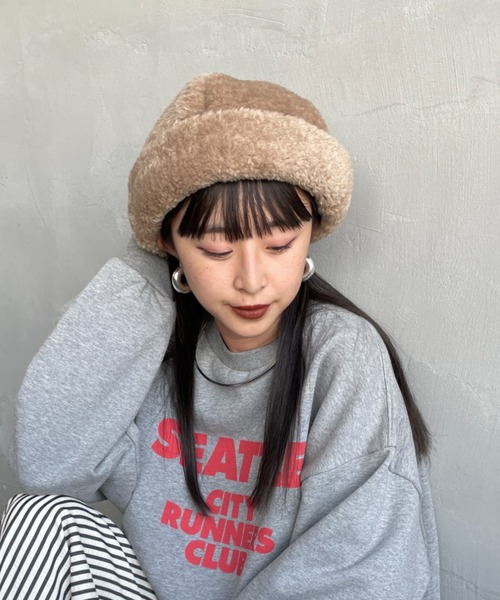 halo commodity（ハロ　コモディティー）の「[HALO COMMODITY/ハロ コモディティー] KUNA ボアフリースキャップ（ニットキャップ/ビーニー・レディース・ブラック/ベージュ/グレー・F）」の2枚目の写真