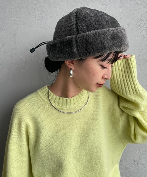 halo commodity（ハロ　コモディティー）の「[HALO COMMODITY/ハロ コモディティー] KUNA ボアフリースキャップ（ニットキャップ/ビーニー・レディース・ブラック/ベージュ/グレー・F）」の3枚目の写真