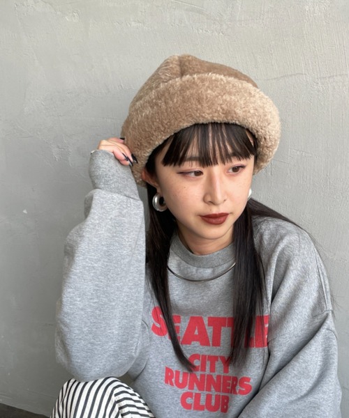 halo commodity（ハロ　コモディティー）の「[HALO COMMODITY/ハロ コモディティー] KUNA ボアフリースキャップ（ニットキャップ/ビーニー・レディース・ブラック/ベージュ/グレー・F）」の19枚目の写真