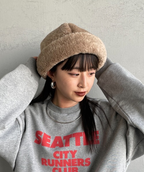 halo commodity（ハロ　コモディティー）の「[HALO COMMODITY/ハロ コモディティー] KUNA ボアフリースキャップ（ニットキャップ/ビーニー・レディース・ブラック/ベージュ/グレー・F）」の22枚目の写真