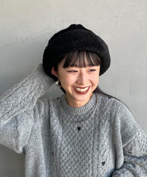 halo commodity（ハロ　コモディティー）の「[HALO COMMODITY/ハロ コモディティー] KUNA ボアフリースキャップ（ニットキャップ/ビーニー・レディース・ブラック/ベージュ/グレー・F）」の5枚目の写真