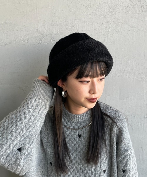 halo commodity（ハロ　コモディティー）の「[HALO COMMODITY/ハロ コモディティー] KUNA ボアフリースキャップ（ニットキャップ/ビーニー・レディース・ブラック/ベージュ/グレー・F）」の7枚目の写真