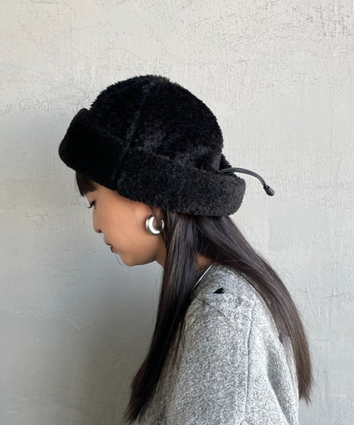 halo commodity（ハロ　コモディティー）の「[HALO COMMODITY/ハロ コモディティー] KUNA ボアフリースキャップ（ニットキャップ/ビーニー・レディース・ブラック/ベージュ/グレー・F）」の8枚目の写真