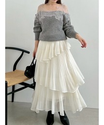 SNIDEL | Sustainableプリーツティアードロングスカート(スカート)