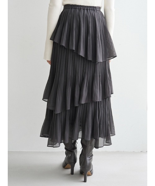 SNIDEL（スナイデル）の「Sustainableプリーツティアードロングスカート（スカート・レディース・チャコールグレー/アイボリー/ドット・0/1）」の13枚目の写真