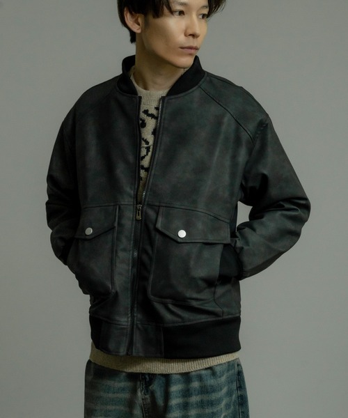 improves(インプローブス)の「スエード調 MA-1 ジャケット(MA-1・メンズ・ブラック/グレー・MEDIUM/LARGE)」の3枚目の写真