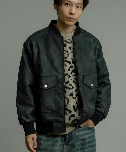 improves(インプローブス)の「スエード調 MA-1 ジャケット(MA-1・メンズ・ブラック/グレー・MEDIUM/LARGE)」の4枚目の写真