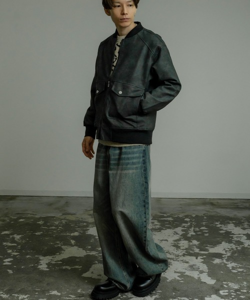 improves(インプローブス)の「スエード調 MA-1 ジャケット(MA-1・メンズ・ブラック/グレー・MEDIUM/LARGE)」の7枚目の写真