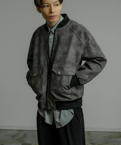 improves(インプローブス)の「スエード調 MA-1 ジャケット(MA-1・メンズ・ブラック/グレー・MEDIUM/LARGE)」の8枚目の写真