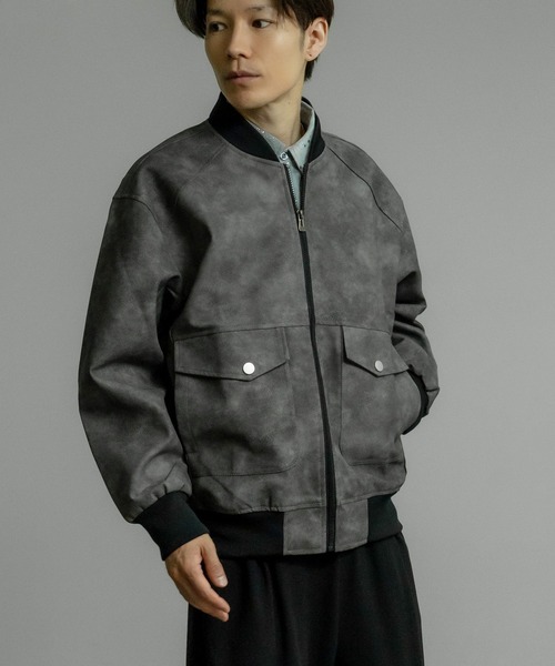 improves(インプローブス)の「スエード調 MA-1 ジャケット(MA-1・メンズ・ブラック/グレー・MEDIUM/LARGE)」の9枚目の写真