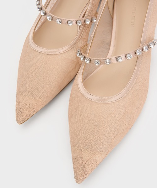 CHARLES & KEITH(チャールズ & キース)の「レース&サテン クリスタルエンベリッシュド メリージェーンフラット(パンプス・レディース・アイボリー/ブラック系その他2・25cm/24.5cm/23.5cm/23cm/22.5cm/25.5cm)」の5枚目の写真