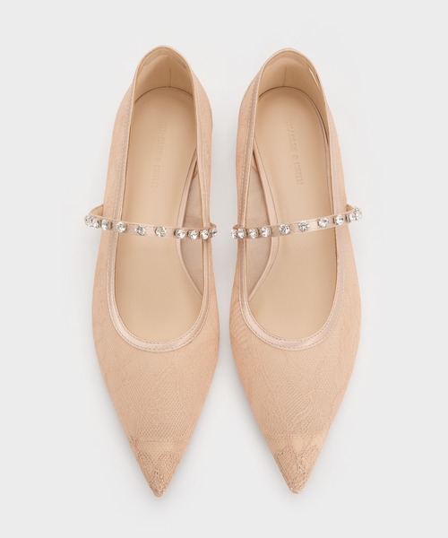 CHARLES & KEITH(チャールズ & キース)の「レース&サテン クリスタルエンベリッシュド メリージェーンフラット(パンプス・レディース・アイボリー/ブラック系その他2・25cm/24.5cm/23.5cm/23cm/22.5cm/25.5cm)」の6枚目の写真