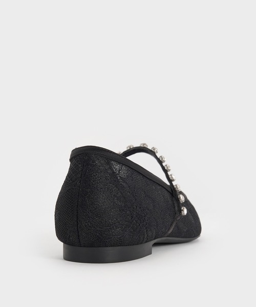 CHARLES & KEITH(チャールズ & キース)の「レース&サテン クリスタルエンベリッシュド メリージェーンフラット(パンプス・レディース・アイボリー/ブラック系その他2・25cm/24.5cm/23.5cm/23cm/22.5cm/25.5cm)」の8枚目の写真