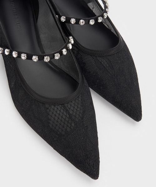 CHARLES & KEITH(チャールズ & キース)の「レース&サテン クリスタルエンベリッシュド メリージェーンフラット(パンプス・レディース・アイボリー/ブラック系その他2・25cm/24.5cm/23.5cm/23cm/22.5cm/25.5cm)」の9枚目の写真