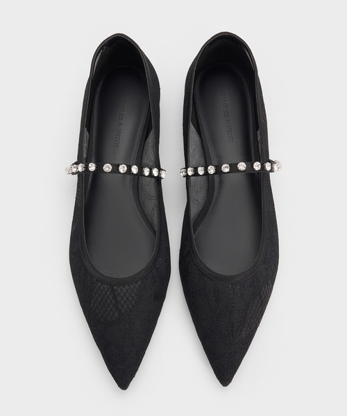 CHARLES & KEITH(チャールズ & キース)の「レース&サテン クリスタルエンベリッシュド メリージェーンフラット(パンプス・レディース・アイボリー/ブラック系その他2・25cm/24.5cm/23.5cm/23cm/22.5cm/25.5cm)」の10枚目の写真
