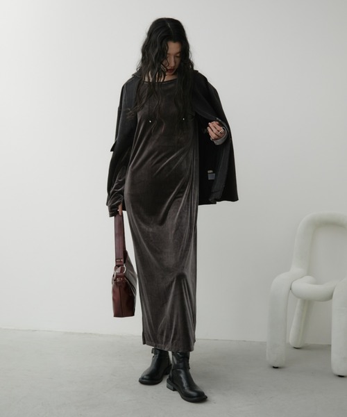 バックオープンベロアロングワンピース（ワンピース）｜Aunt Marie's