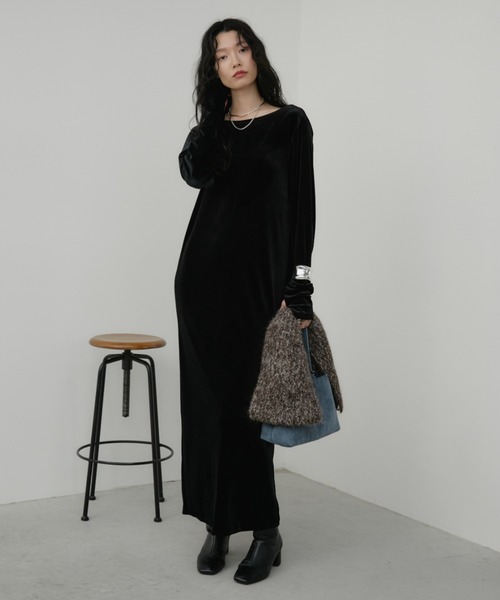 バックオープンベロアロングワンピース（ワンピース）｜Aunt Marie's