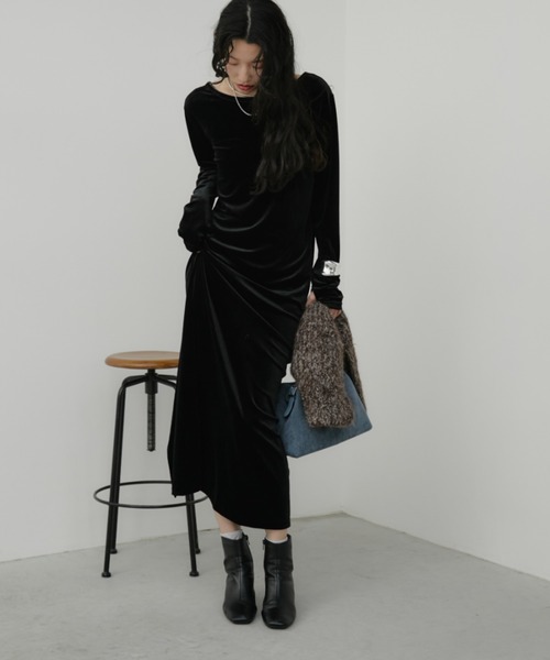 バックオープンベロアロングワンピース（ワンピース）｜Aunt Marie's