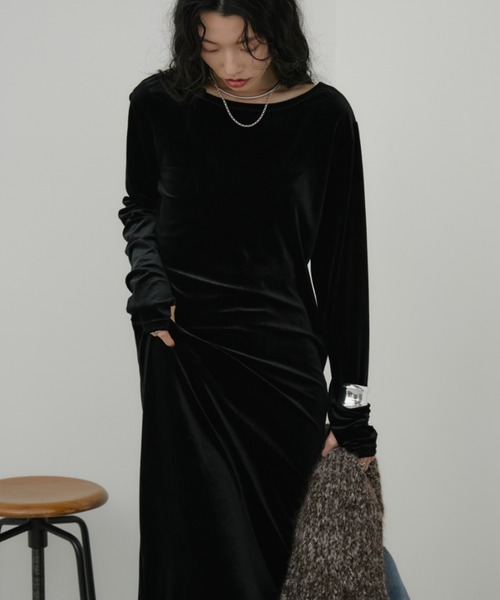 バックオープンベロアロングワンピース（ワンピース）｜Aunt Marie's