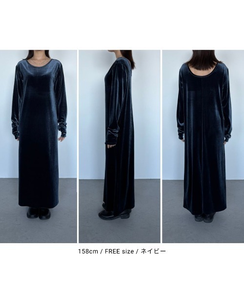 バックオープンベロアロングワンピース（ワンピース）｜Aunt Marie's