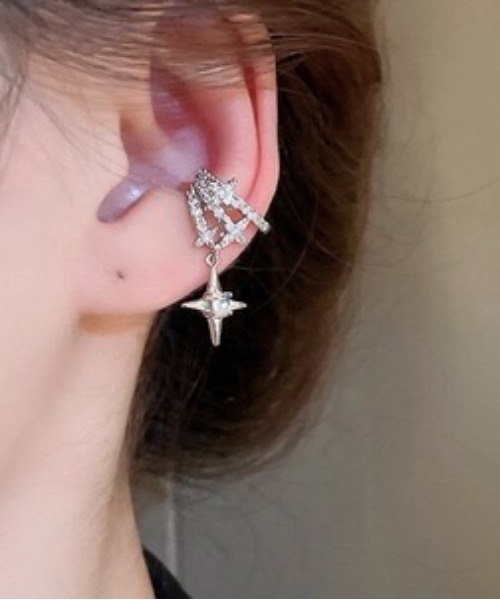 Burner（バーナー）の「【Sonu jewelry（ソヌジュエリー）】スターチャーム ビジューイヤーカフ 2点セット oku-ecuf-3-7（イヤーカフ・レディース・シルバー・FREE）」の4枚目の写真