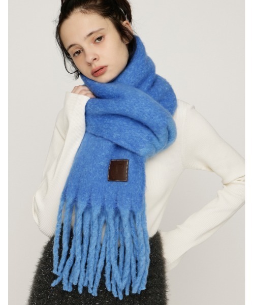 SLY（スライ）の「2WAY BIG MUFFLER Ⅱ ツーウェイ ビッグ マフラー ツー 秋服 冬服（マフラー・レディース・ブルー/レッド・FREE）」の2枚目の写真