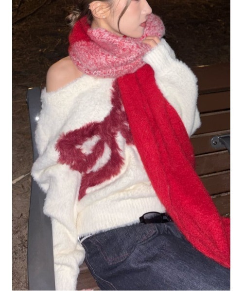 SLY（スライ）の「2WAY BIG MUFFLER Ⅱ ツーウェイ ビッグ マフラー ツー 秋服 冬服（マフラー・レディース・ブルー/レッド・FREE）」の18枚目の写真