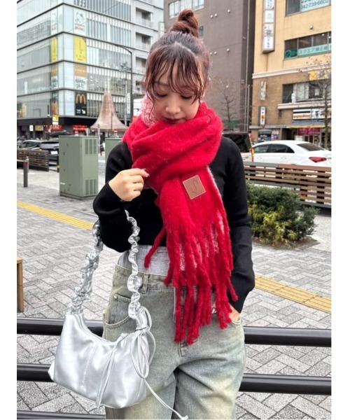 SLY（スライ）の「2WAY BIG MUFFLER Ⅱ ツーウェイ ビッグ マフラー ツー 秋服 冬服（マフラー・レディース・ブルー/レッド・FREE）」の16枚目の写真