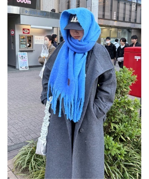 SLY（スライ）の「2WAY BIG MUFFLER Ⅱ ツーウェイ ビッグ マフラー ツー 秋服 冬服（マフラー・レディース・ブルー/レッド・FREE）」の20枚目の写真