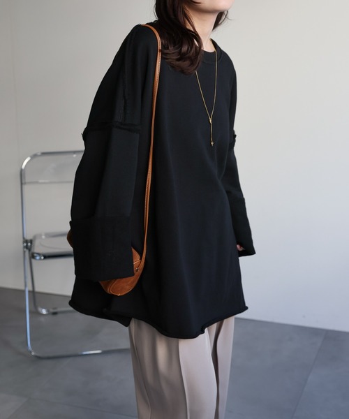 ap retro(アプレトロ)の「オーバーサイズプルオーバー/スウェット(スウェット・レディース・ピンク/イエロー/ネイビー/オートミール/ブラック/オフホワイト・FREE)」の2枚目の写真