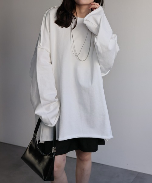 ap retro(アプレトロ)の「オーバーサイズプルオーバー/スウェット(スウェット・レディース・ピンク/イエロー/ネイビー/オートミール/ブラック/オフホワイト・FREE)」の8枚目の写真