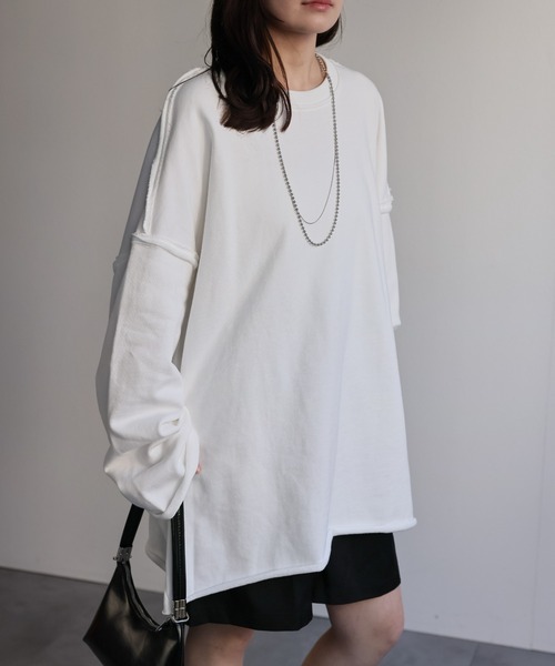 ap retro(アプレトロ)の「オーバーサイズプルオーバー/スウェット(スウェット・レディース・ピンク/イエロー/ネイビー/オートミール/ブラック/オフホワイト・FREE)」の11枚目の写真