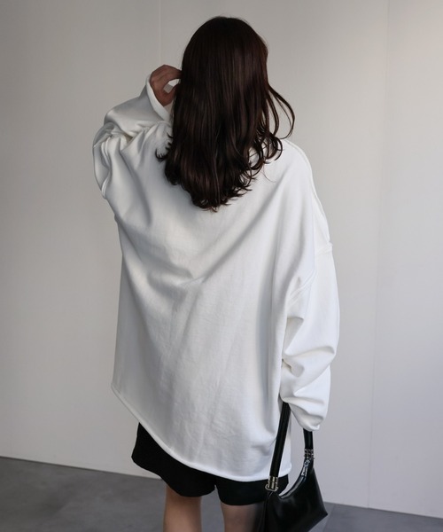 ap retro(アプレトロ)の「オーバーサイズプルオーバー/スウェット(スウェット・レディース・ピンク/イエロー/ネイビー/オートミール/ブラック/オフホワイト・FREE)」の14枚目の写真