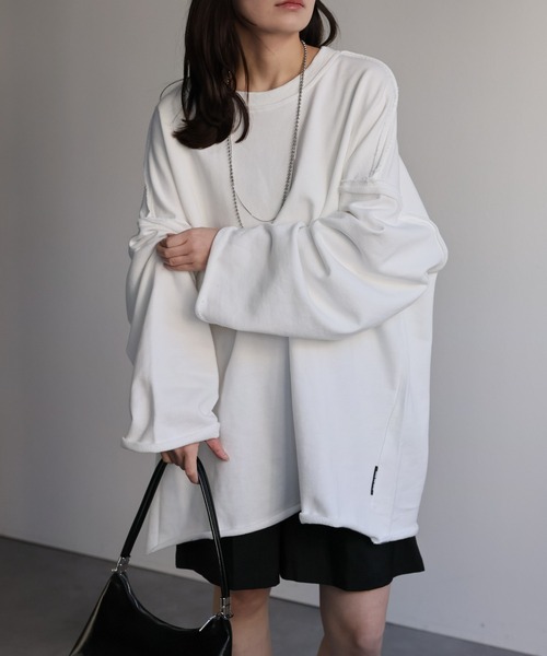 ap retro(アプレトロ)の「オーバーサイズプルオーバー/スウェット(スウェット・レディース・ピンク/イエロー/ネイビー/オートミール/ブラック/オフホワイト・FREE)」の10枚目の写真