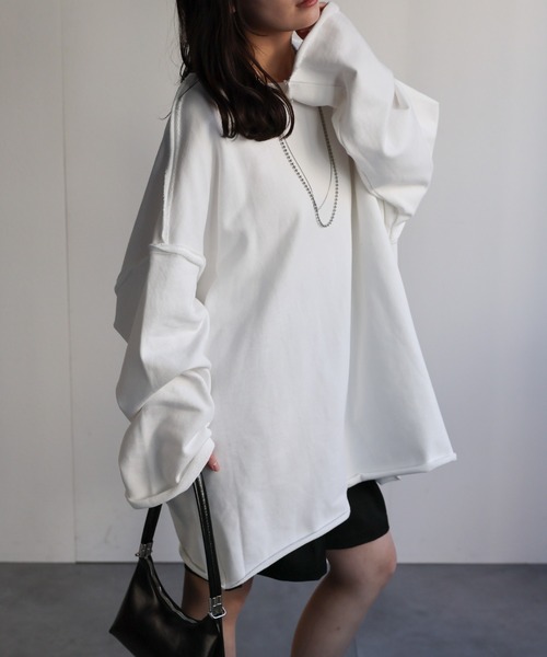 ap retro(アプレトロ)の「オーバーサイズプルオーバー/スウェット(スウェット・レディース・ピンク/イエロー/ネイビー/オートミール/ブラック/オフホワイト・FREE)」の12枚目の写真