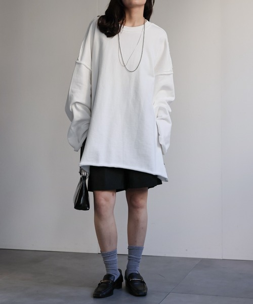 ap retro(アプレトロ)の「オーバーサイズプルオーバー/スウェット(スウェット・レディース・ピンク/イエロー/ネイビー/オートミール/ブラック/オフホワイト・FREE)」の16枚目の写真