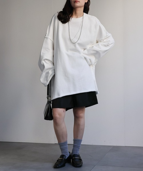 ap retro(アプレトロ)の「オーバーサイズプルオーバー/スウェット(スウェット・レディース・ピンク/イエロー/ネイビー/オートミール/ブラック/オフホワイト・FREE)」の18枚目の写真