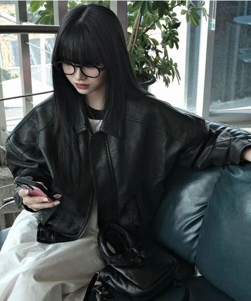 LADY VOLUME(レディーボリューム)の「9211 ウォッシングレザージャケット (ブラック)(ライダースジャケット・レディース・その他・FREE)」の5枚目の写真