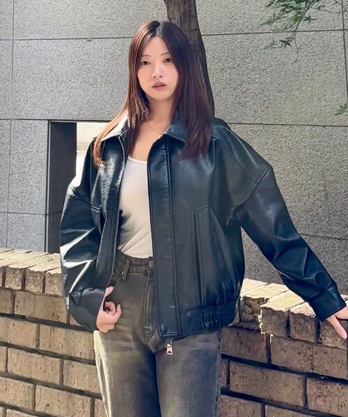 LADY VOLUME(レディーボリューム)の「9211 ウォッシングレザージャケット (ブラック)(ライダースジャケット・レディース・その他・FREE)」の15枚目の写真