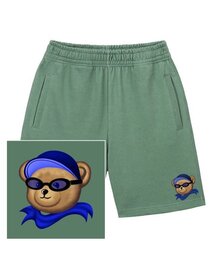 サングラスベアロゴ スウェットハーフパンツ - ピグメントグリーン