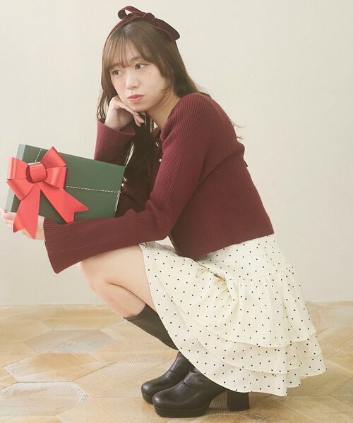 MAJESTIC LEGON（マジェスティックレゴン）の「アシメドロストスカパン（スカート・レディース・ブラック/グレー系その他/アイボリー/ホワイト系その他2・MEDIUM）」の3枚目の写真