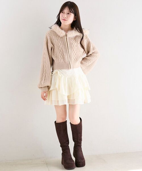 MAJESTIC LEGON（マジェスティックレゴン）の「アシメドロストスカパン（スカート・レディース・ブラック/グレー系その他/アイボリー/ホワイト系その他2・MEDIUM）」の2枚目の写真