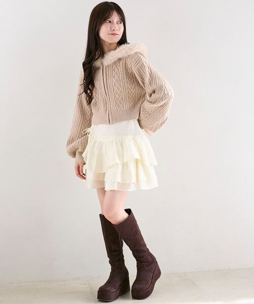 MAJESTIC LEGON（マジェスティックレゴン）の「アシメドロストスカパン（スカート・レディース・ブラック/グレー系その他/アイボリー/ホワイト系その他2・MEDIUM）」の6枚目の写真