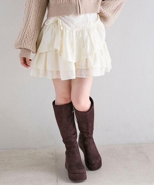 MAJESTIC LEGON（マジェスティックレゴン）の「アシメドロストスカパン（スカート・レディース・ブラック/グレー系その他/アイボリー/ホワイト系その他2・MEDIUM）」の8枚目の写真