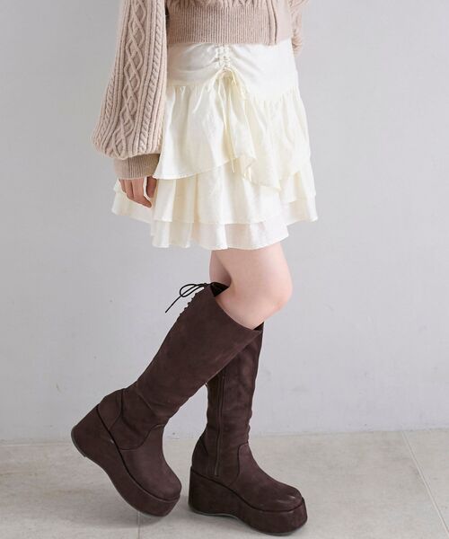 MAJESTIC LEGON（マジェスティックレゴン）の「アシメドロストスカパン（スカート・レディース・ブラック/グレー系その他/アイボリー/ホワイト系その他2・MEDIUM）」の9枚目の写真